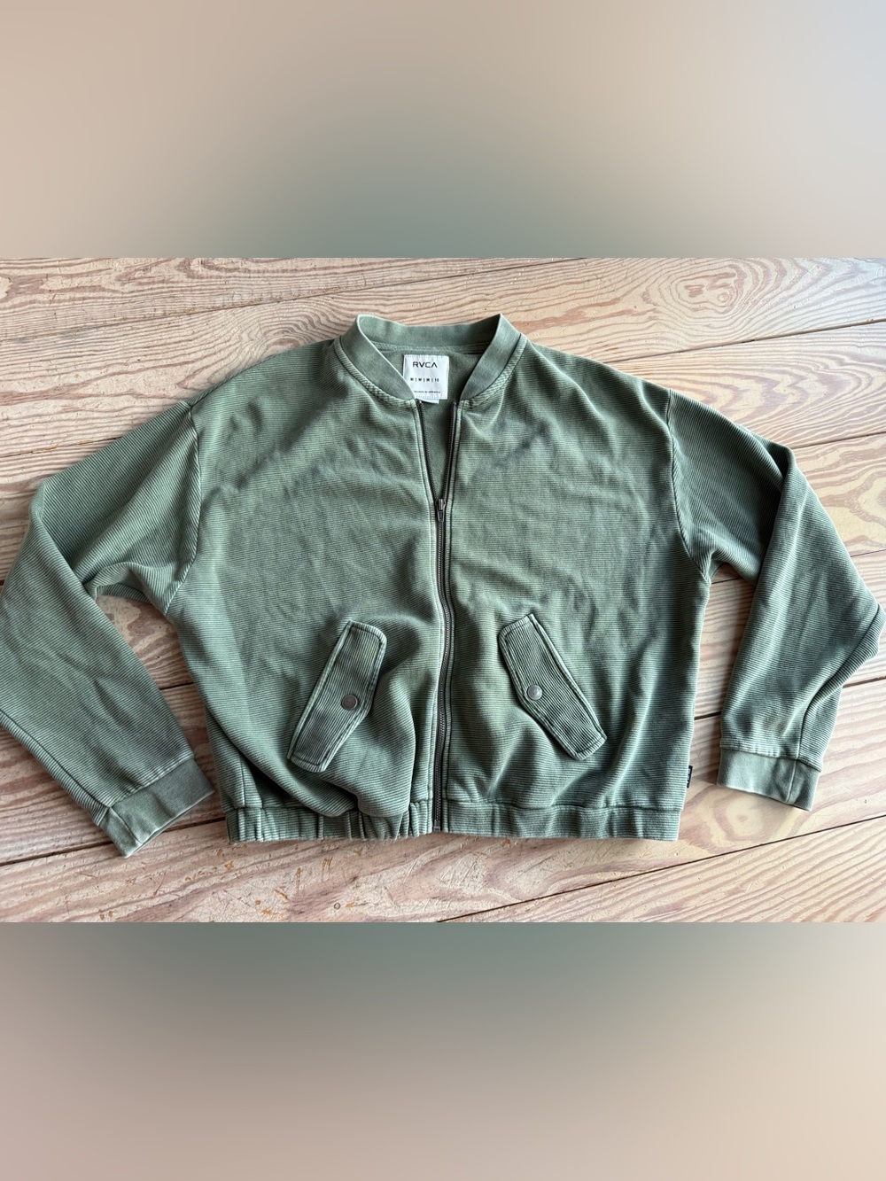 RVCA Green Ribbed Bomber Jacket size m